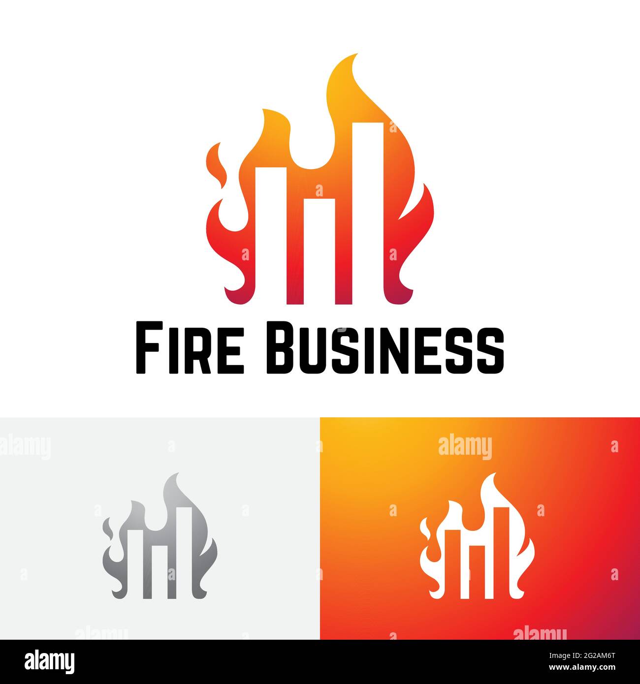 Logotipo del gráfico de barras financiero de Hot Fire Flame Investing Business Ilustración del Vector
