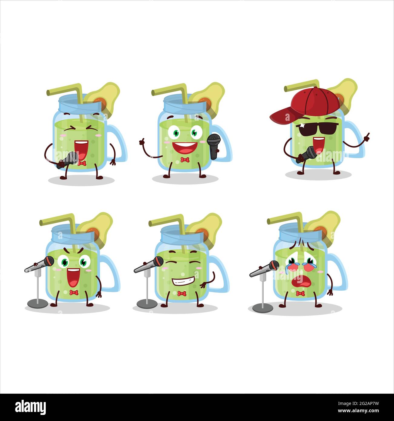 A Cute Cartoon concepto de diseño de aguacate batido cantando una