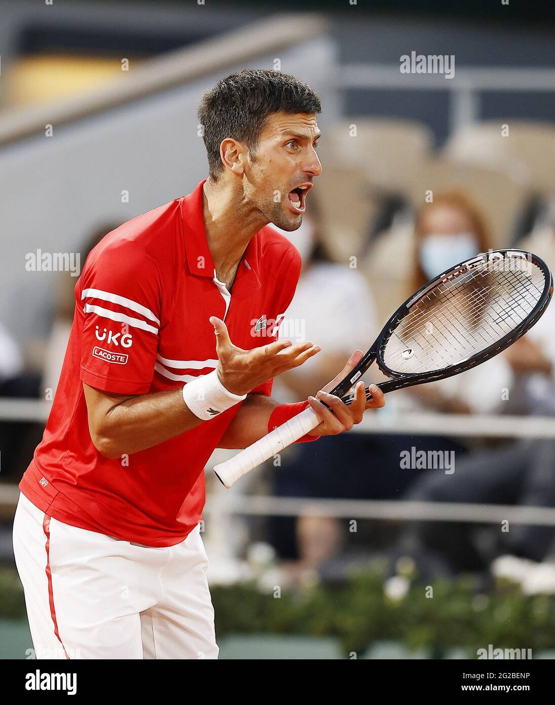 Novak Djokovic de Serbia durante el Roland-Garros 2021, torneo de tenis Grand Slam el 9 de junio de 2021 en el estadio Roland-Garros de París, Francia - Foto Nicol Knightman / DPPI / LiveMedia Foto de stock