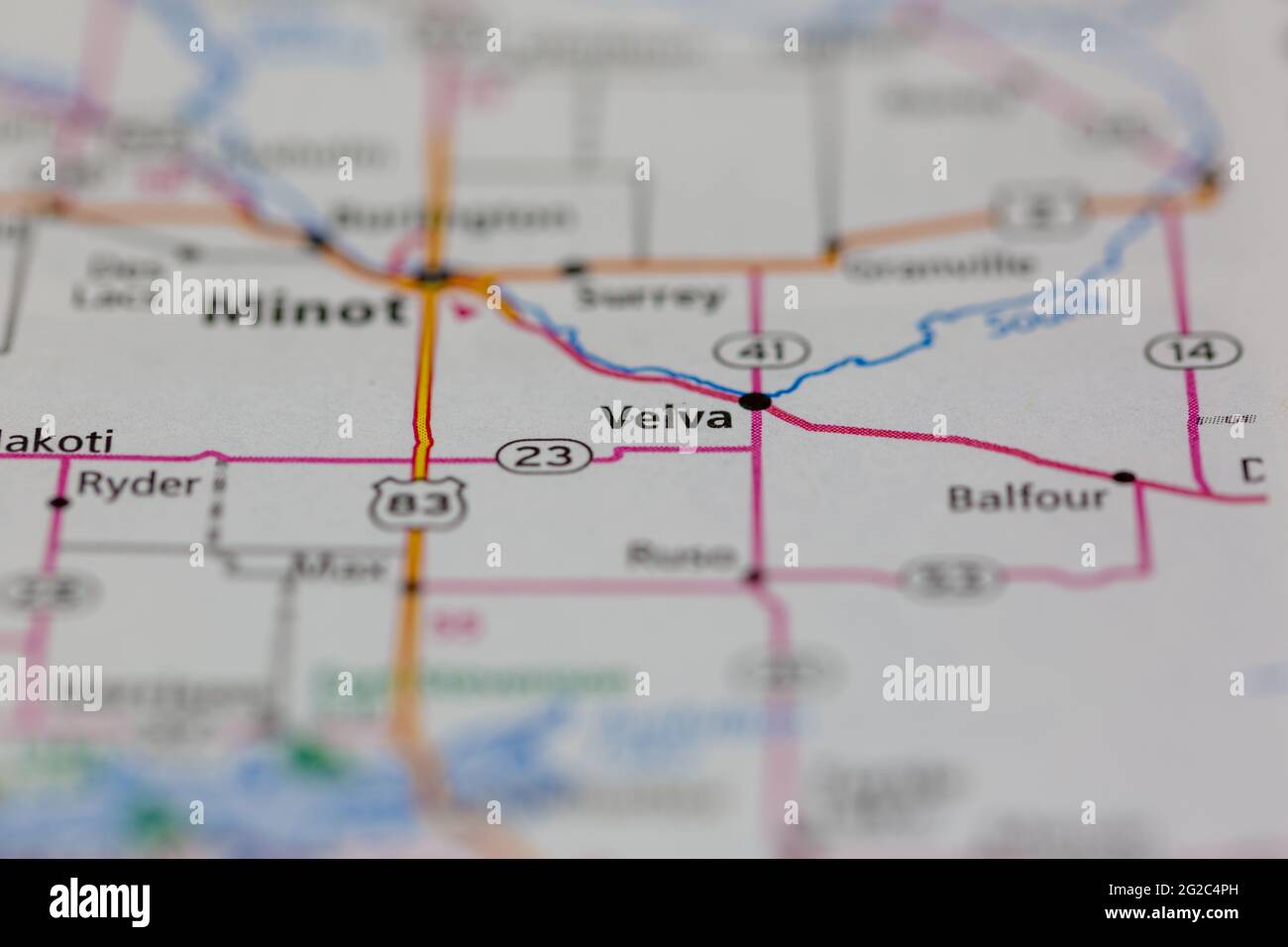 Mapa de velva dakota del norte fotografías e imágenes de alta