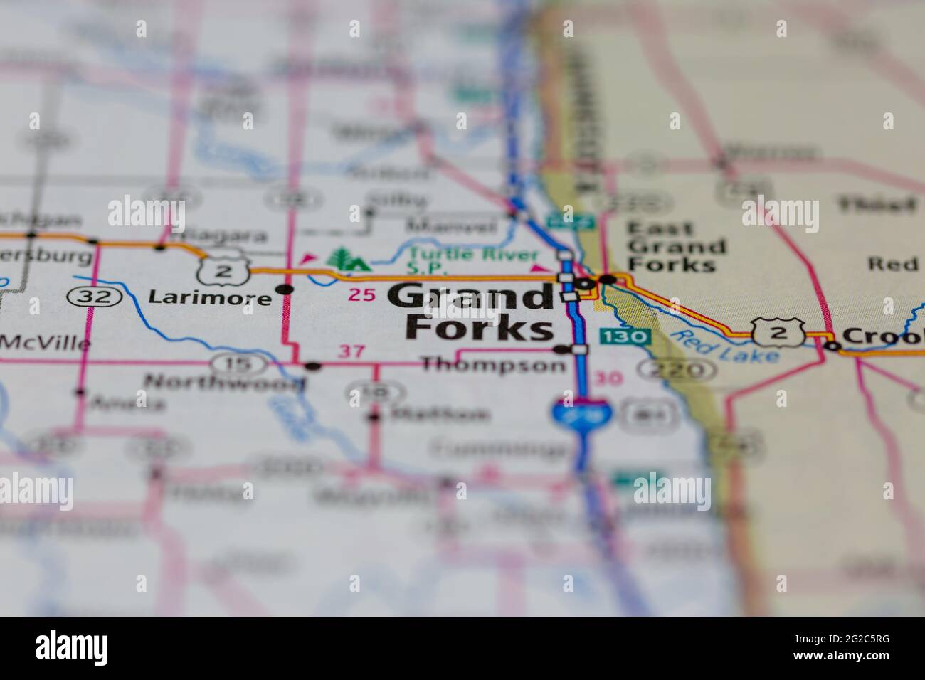 Grand Forks North Dakota USA Se muestra un mapa de carreteras o un mapa