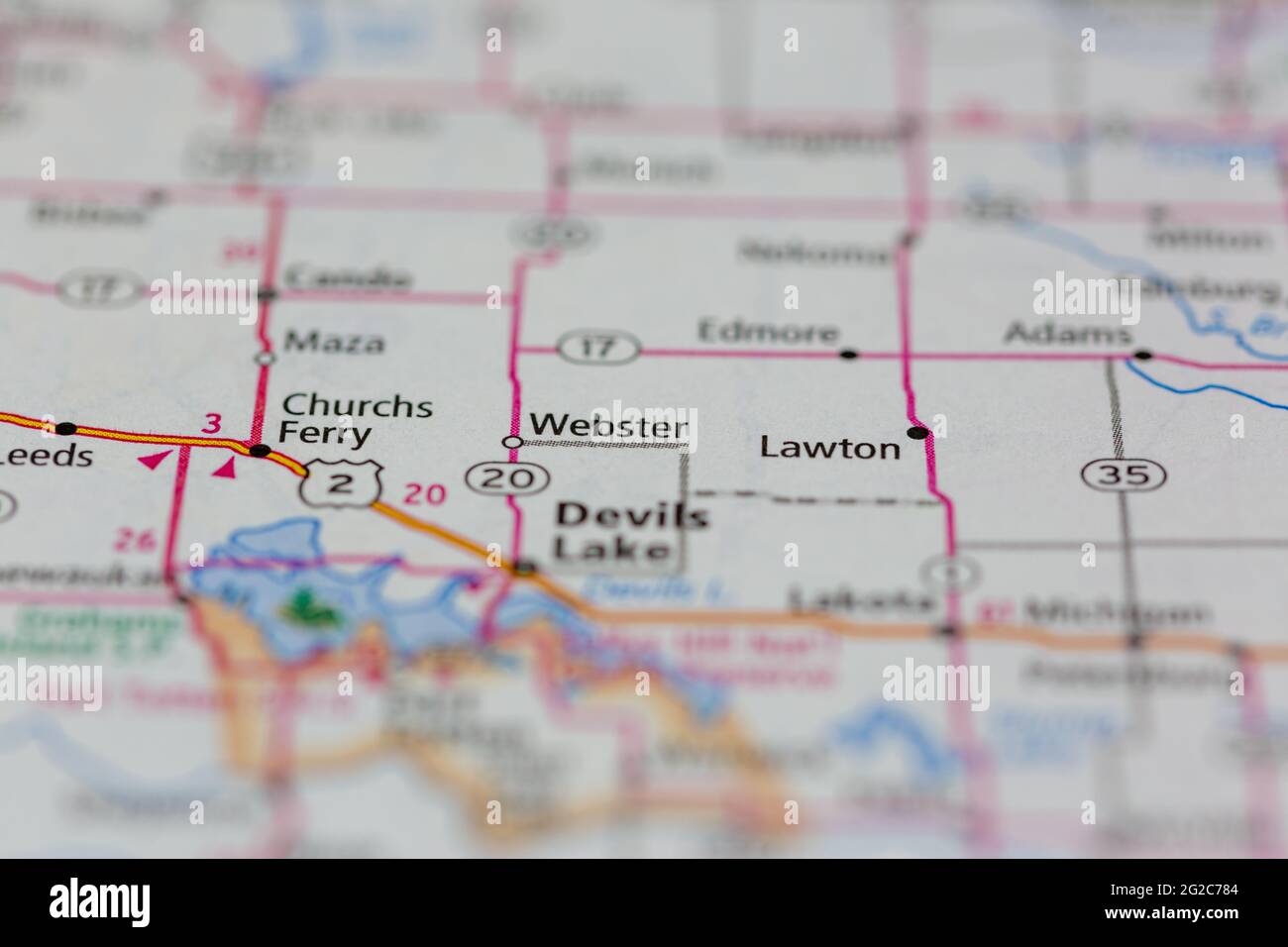 Webster North Dakota USA Se muestra de un mapa de carreteras o mapa
