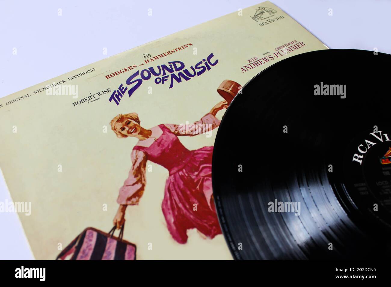 La banda sonora de la película The Sound of Music fue lanzada en 1965 por RCA Victor. Álbum en disco LP de vinilo. Portada del álbum Foto de stock