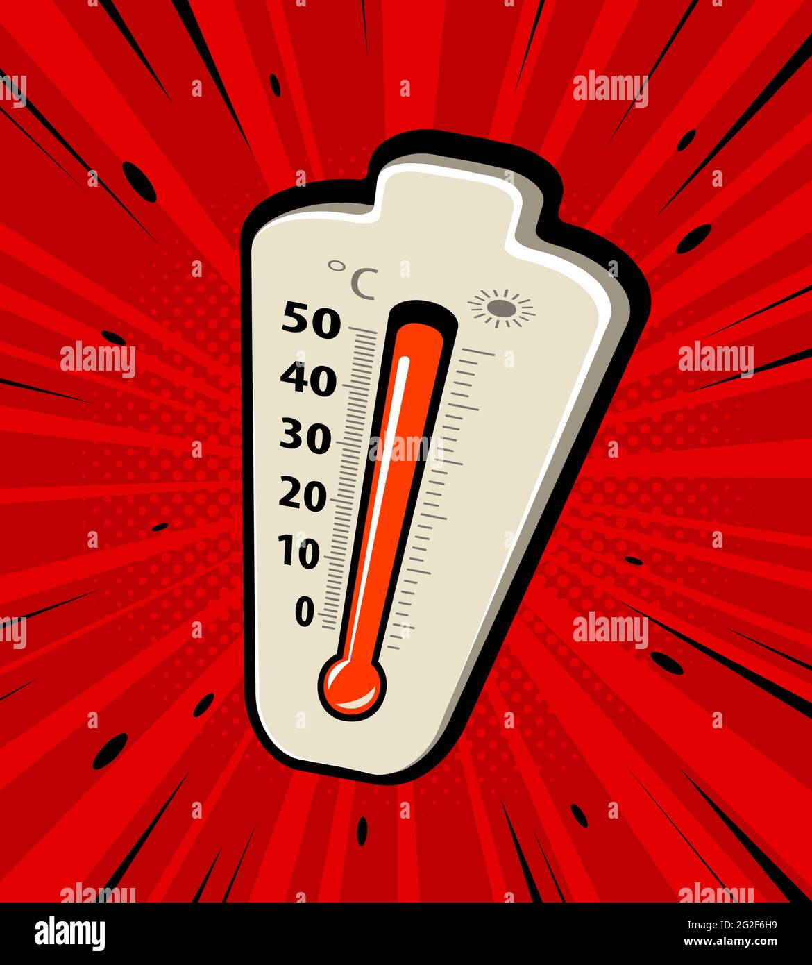 Termómetro con indicador rojo de alta temperatura. Ilustración del vector  de calor Imagen Vector de stock - Alamy