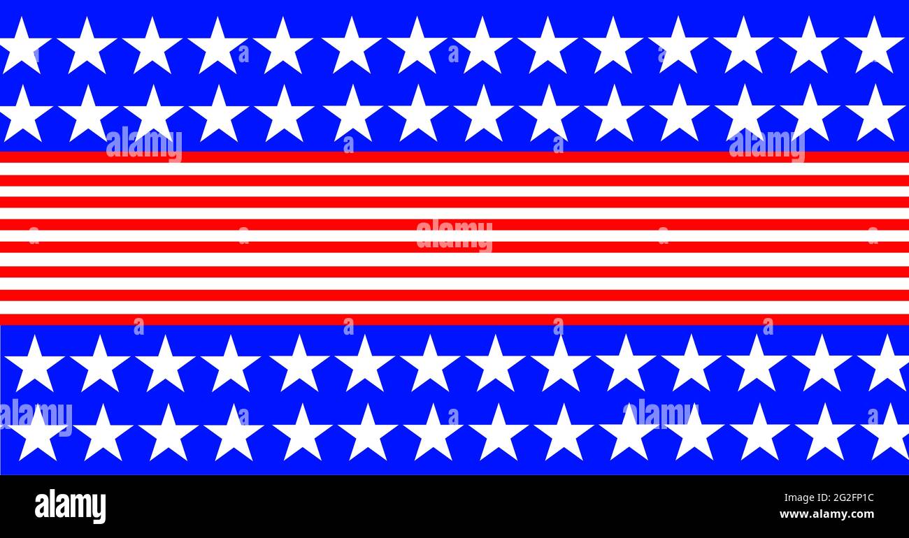 Composición de múltiples filas de estrellas blancas de bandera americana rayas rojas sobre fondo azul Foto de stock