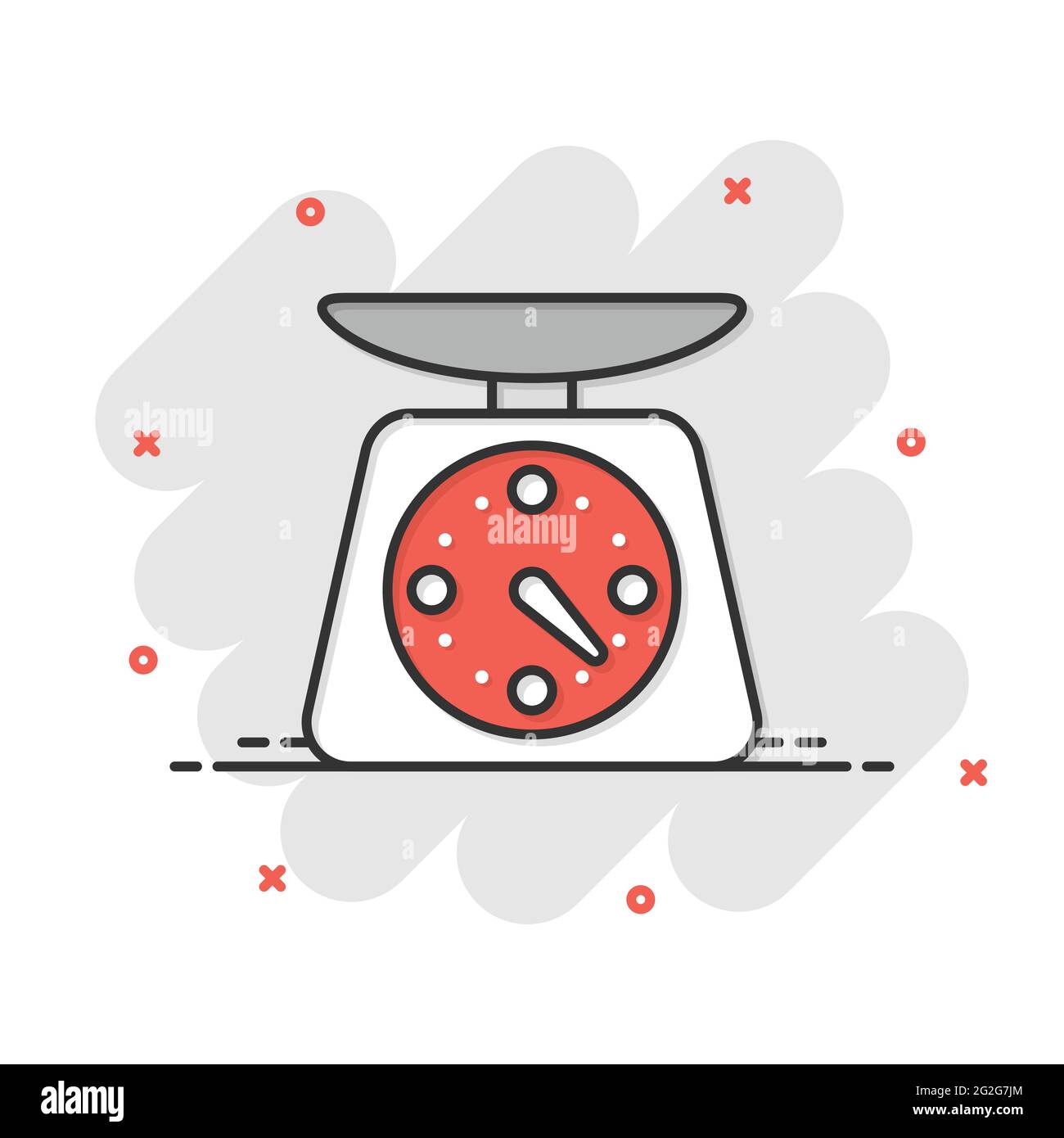 Icono de escala en estilo cómico. Kilogramo de dibujo vectorial de dibujo de dibujo de dibujo animado sobre fondo blanco aislado. Concepto de negocio de efecto de salpicaduras de gimnasio Imagen Vector Icono de escala en estilo cómico. Kilogramo de dibujo vectorial de dibujo de dibujo de dibujo animado sobre fondo blanco aislado. Concepto de negocio de efecto de salpicaduras de gimnasio Imagen Vector