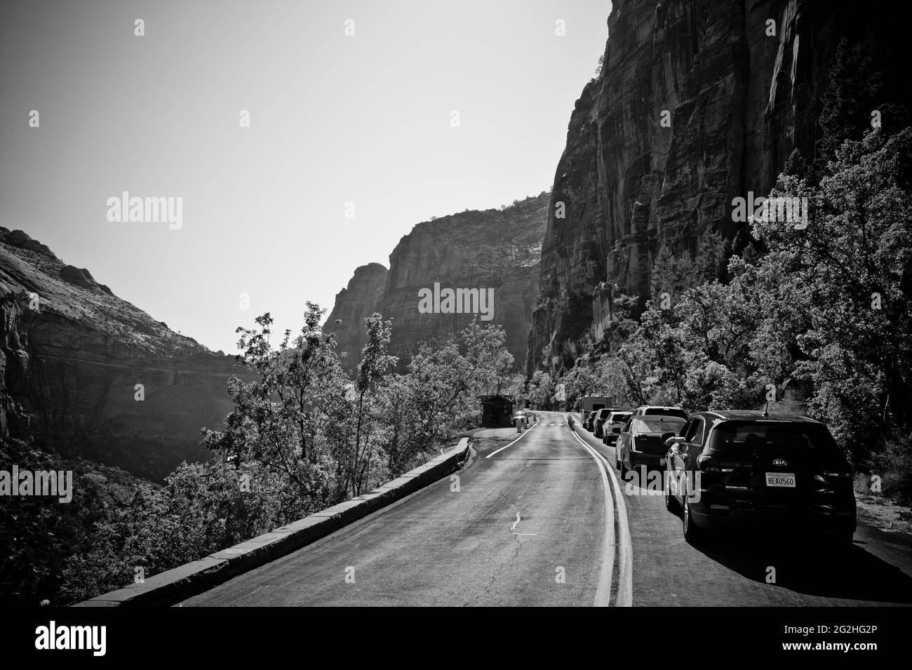 Autopista Mount Carmel - La cola antes del túnel Zion Mount Carmel - Parque Nacional Zion, Utah, Estados Unidos Foto de stock