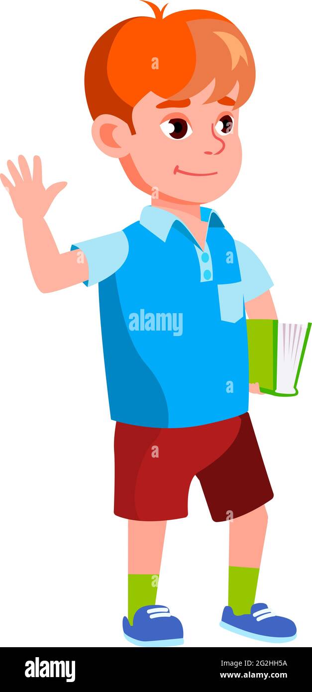 niño pequeño saludando a los niños en el vector de dibujos animados del  club del libro Imagen Vector de stock - Alamy