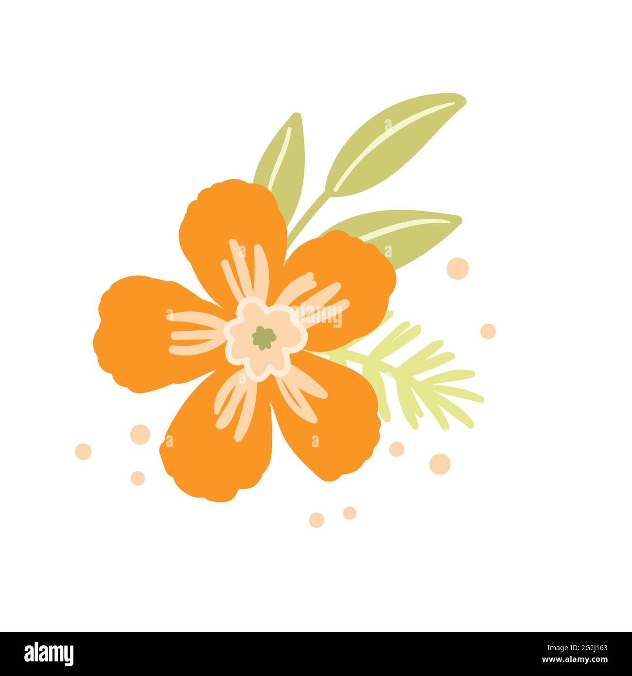 Conjunto floral basado en ornamentos tradicionales de arte popular. Flores  aisladas de color naranja y verde. Estilo escandinavo. Estilo nórdico  sueco. Ilustración vectorial Imagen Vector de stock - Alamy