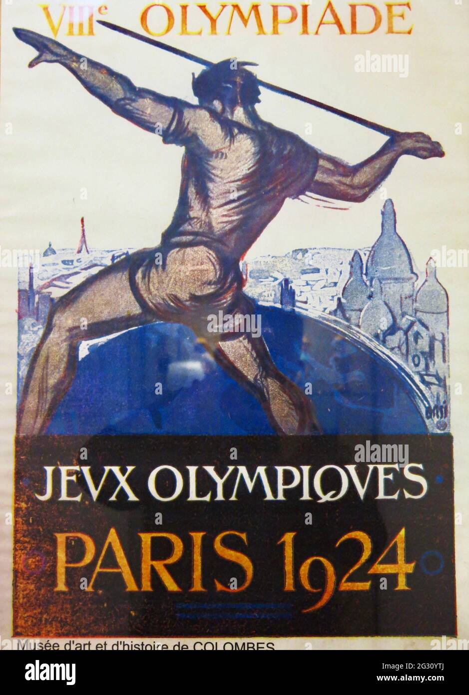 París 1924 Póster de los Juegos Olímpicos Vintage Javelin