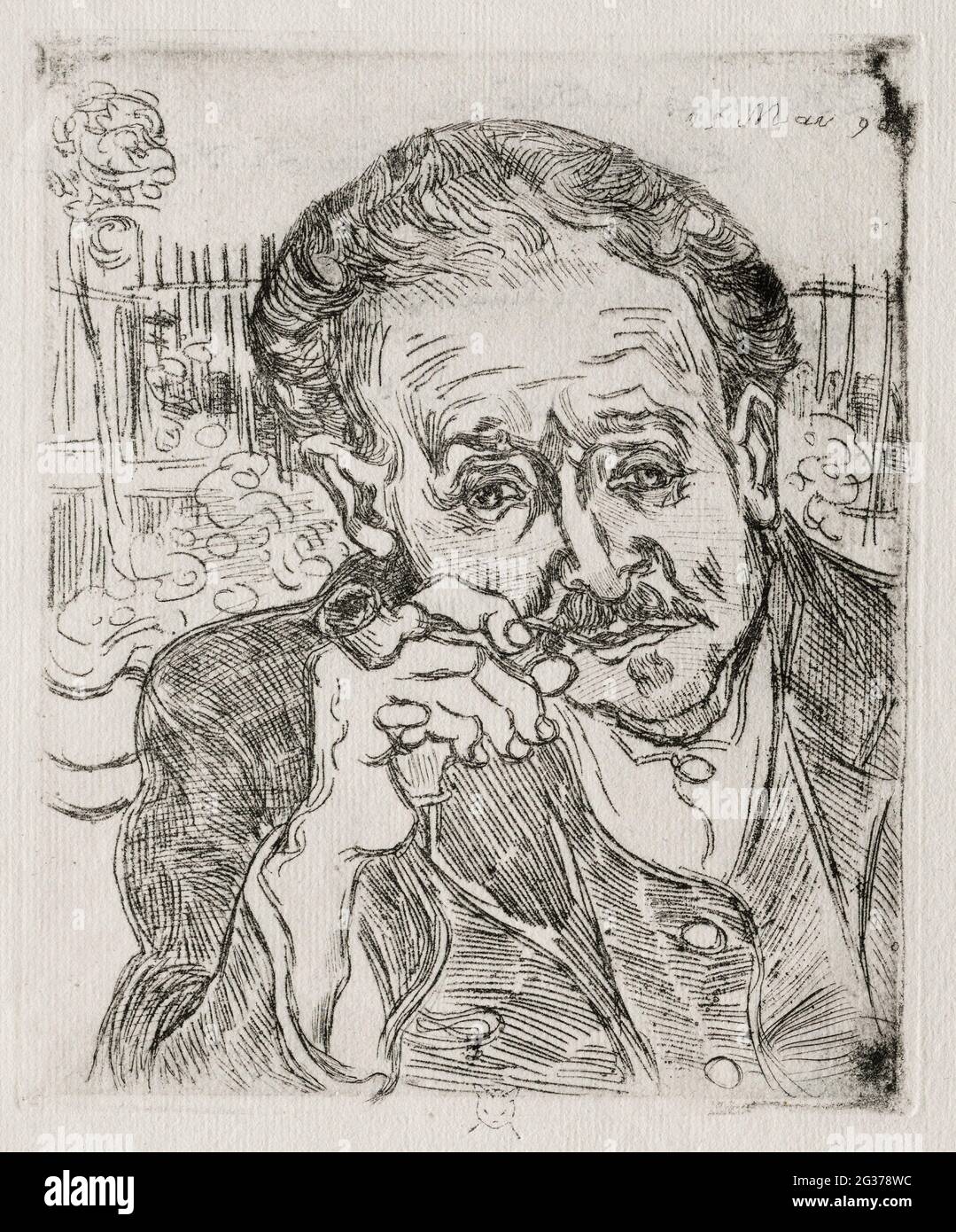 Dr. Gachet (1890) por Vincent Van Gogh. Original del Museo de Arte de Cleveland Foto de stock