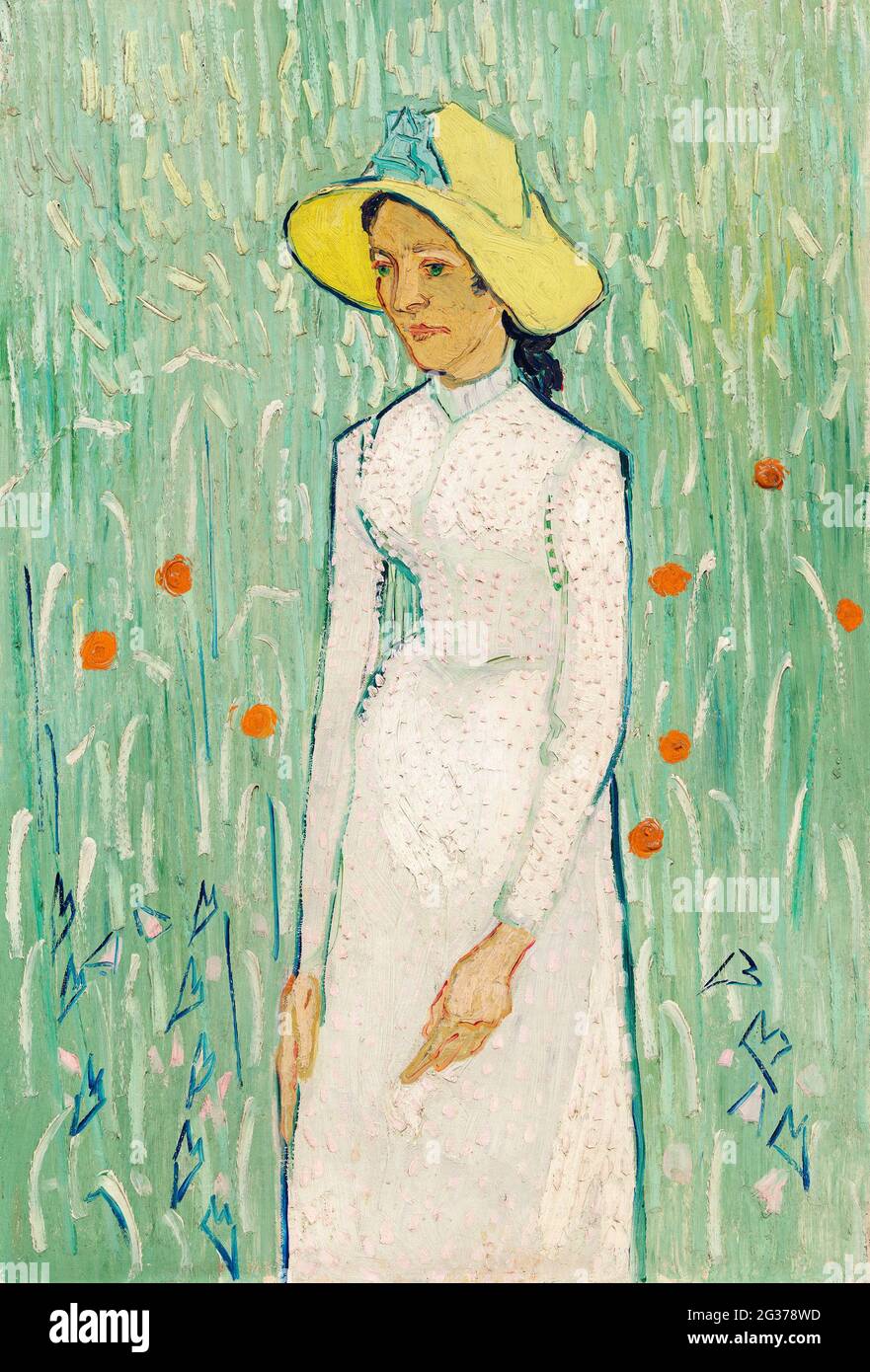 Chica en Blanco (1890) por Vincent Van Gogh. Original de la Galería Nacional de Arte Foto de stock