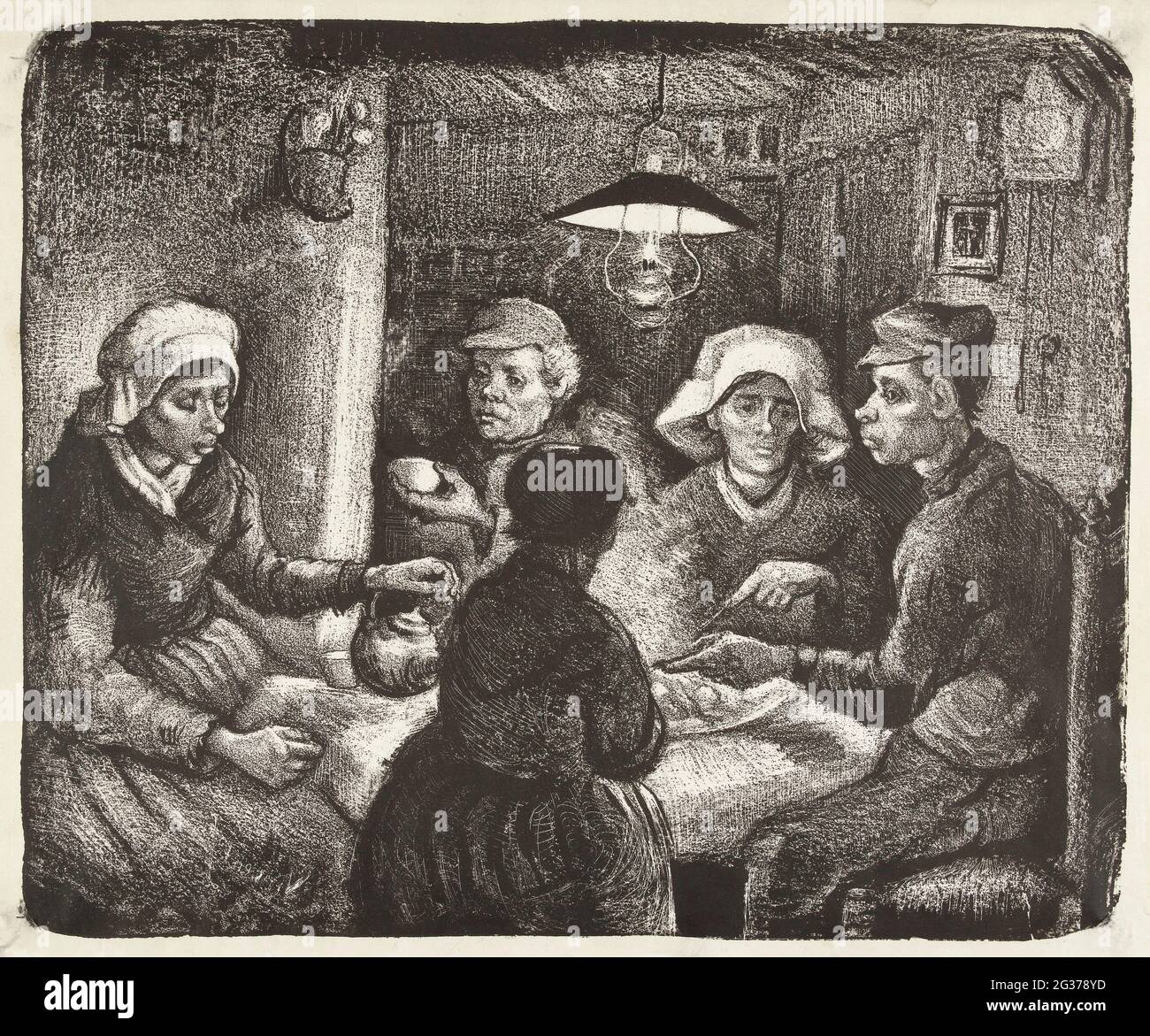 Litografía de composición de los comedores de patata (De aardappeleters,  1885) de Vincent Van Gogh. Original del Rijksmuseum Fotografía de stock -  Alamy