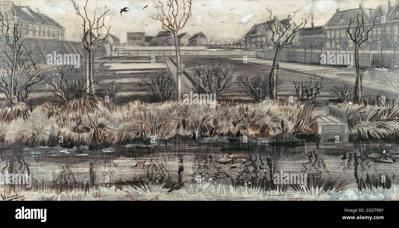 Vivero en Schenkweg (1882) por Vincent Van Gogh. Original del Museo MET. Foto de stock