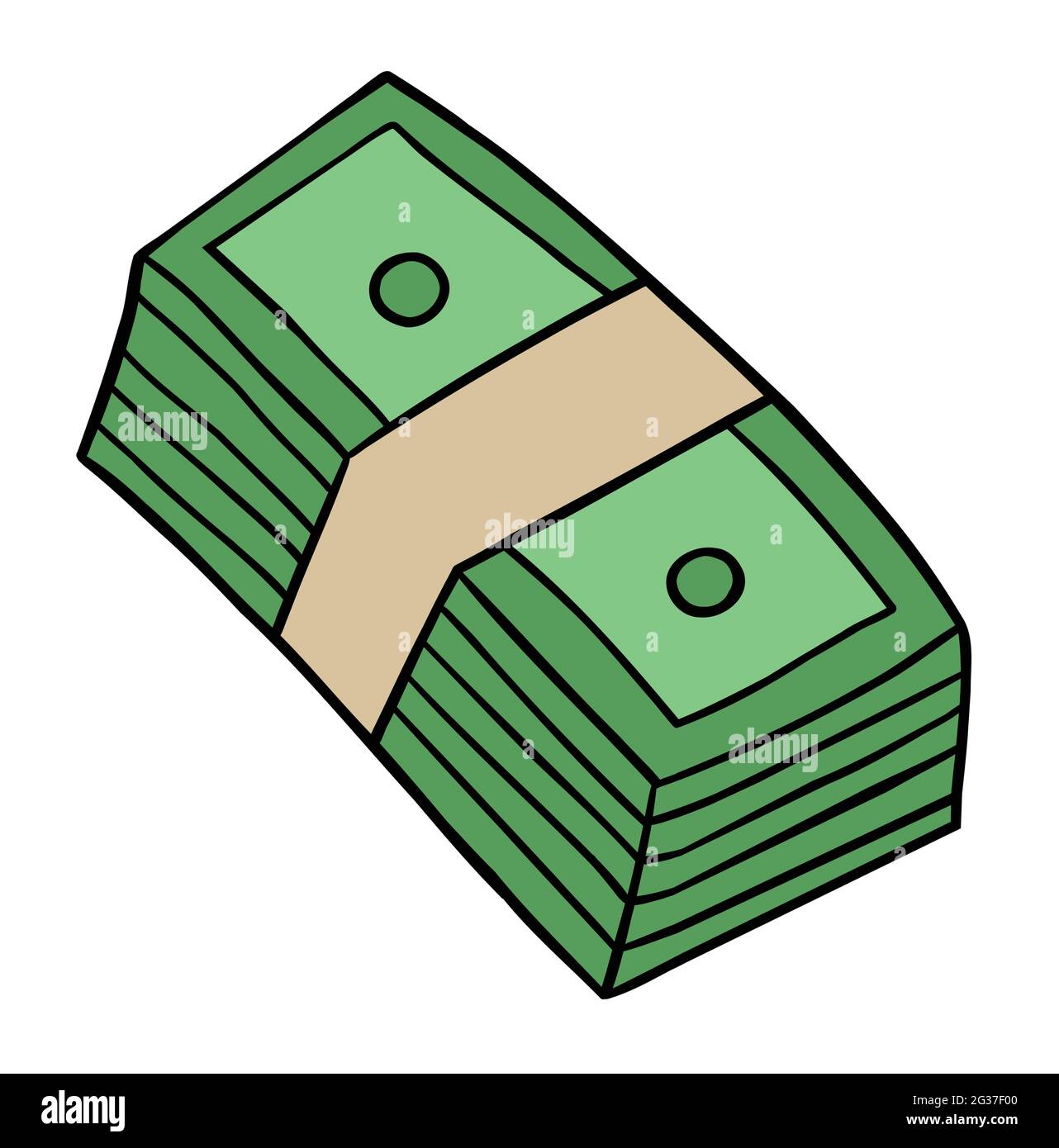 Ilustración de vector de dibujos animados del dinero de los billetes.  Contornos en color y negro Imagen Vector de stock - Alamy