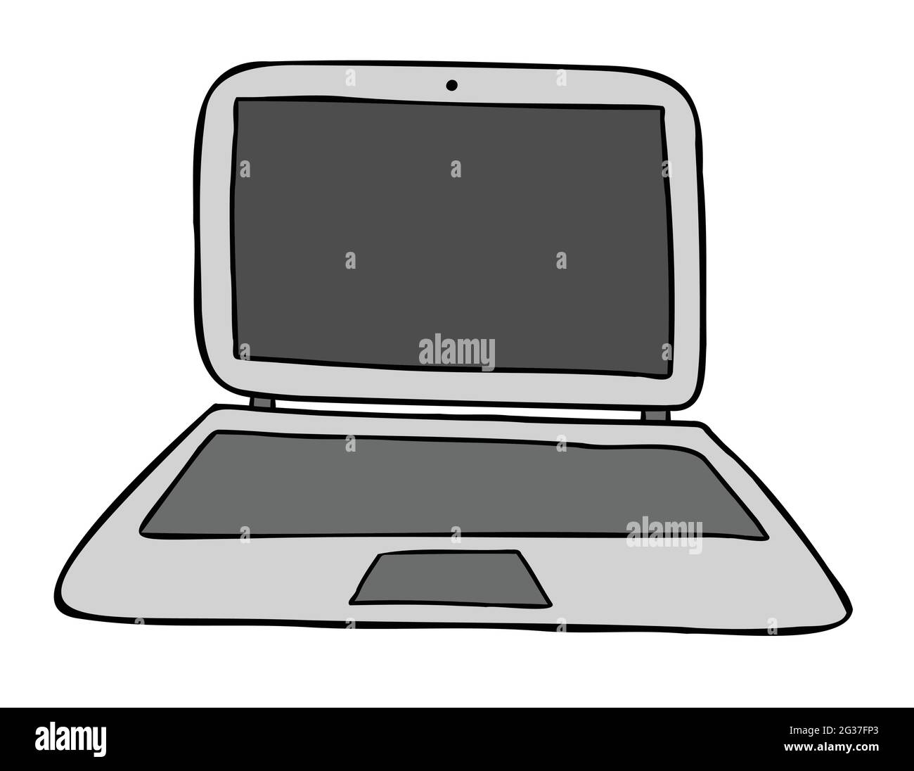 Ilustración de vectores de dibujos animados del ordenador portátil.  Contornos en color y negro Imagen Vector de stock - Alamy