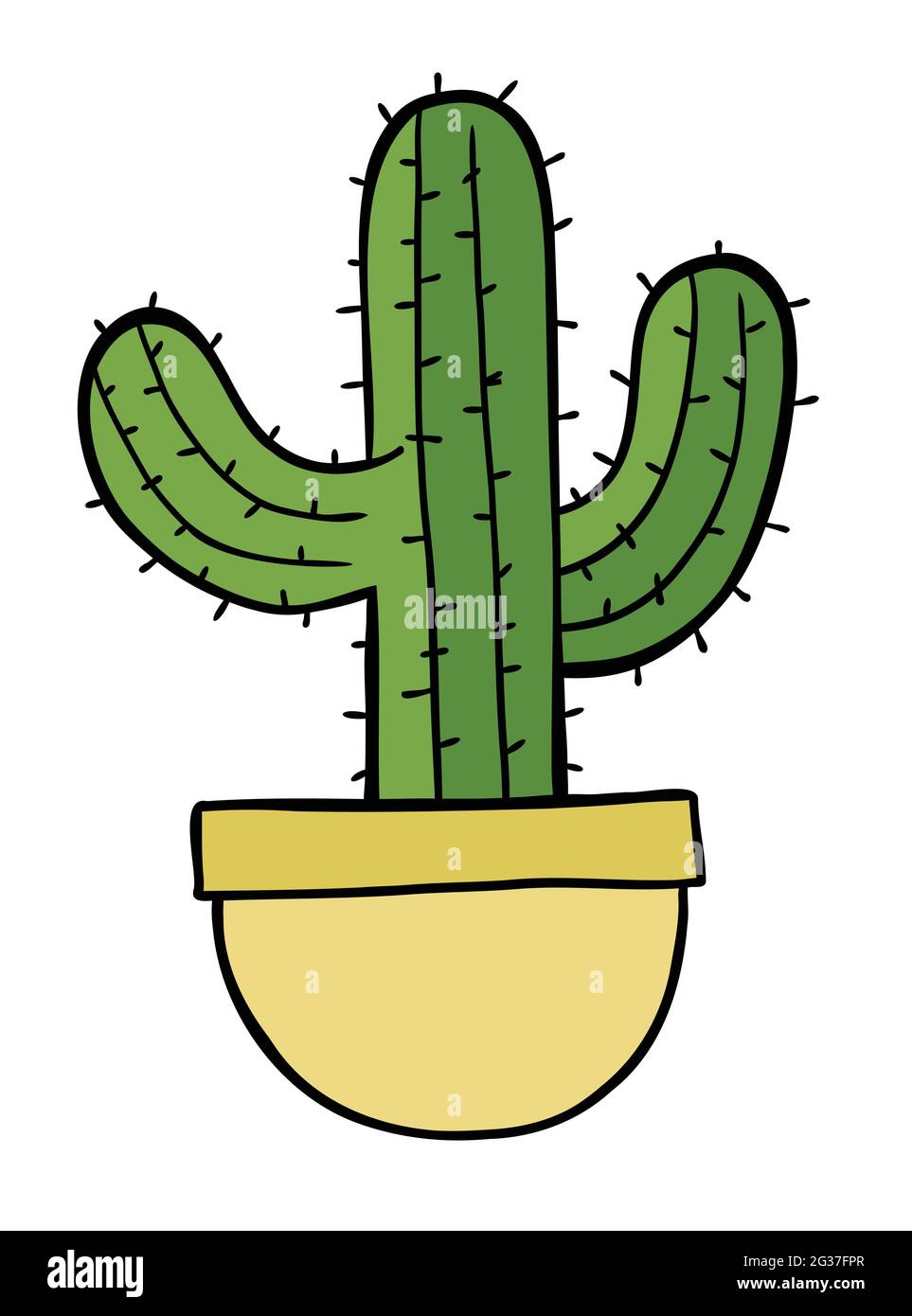 Ilustración de vectores de dibujos animados de cactus en maceta. Contornos  en color y negro Imagen Vector de stock - Alamy