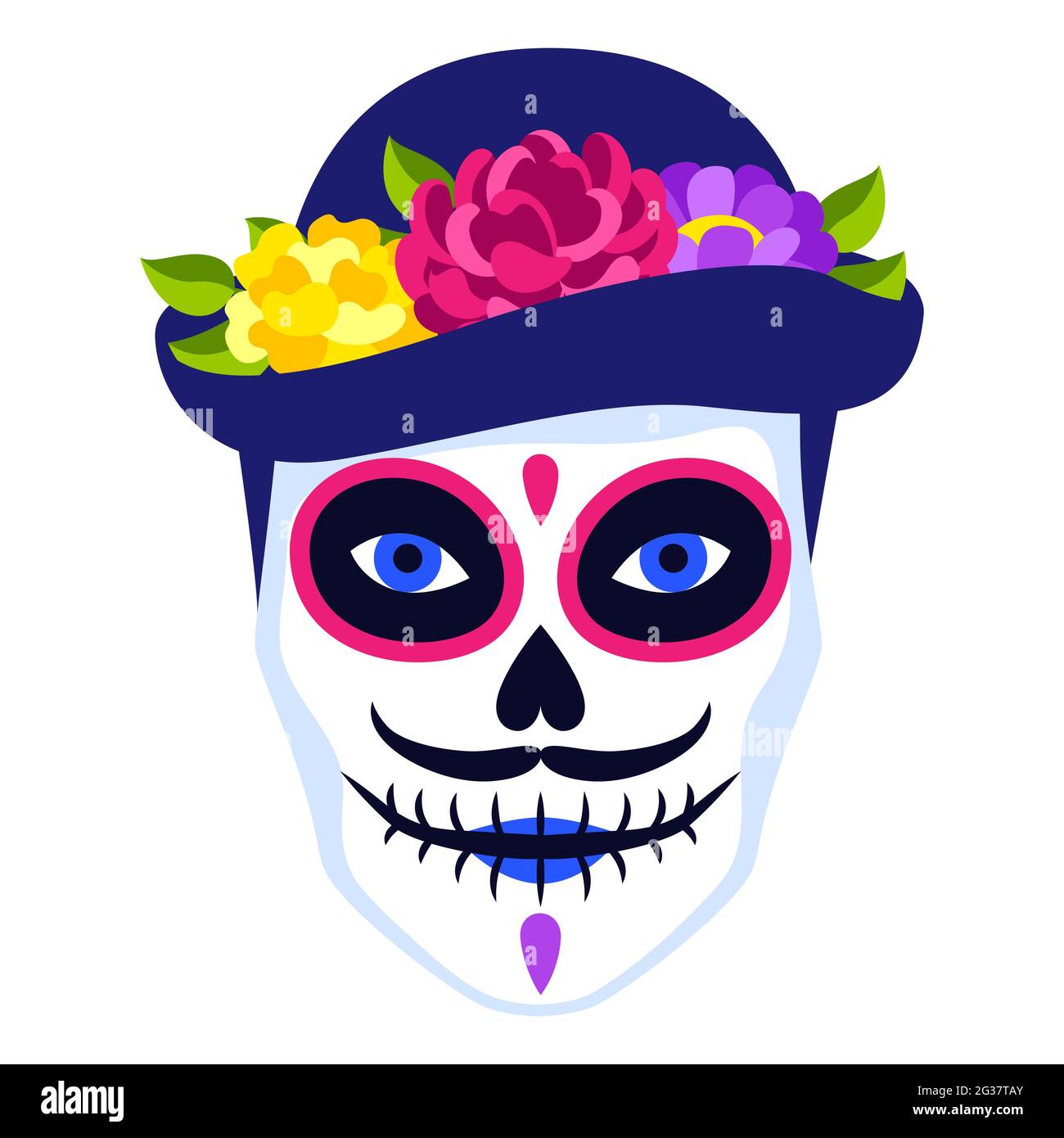 Cráneo tradicional mexicano. Dia de los muertos. Símbolo del día de los  muertos con flores Imagen Vector de stock - Alamy