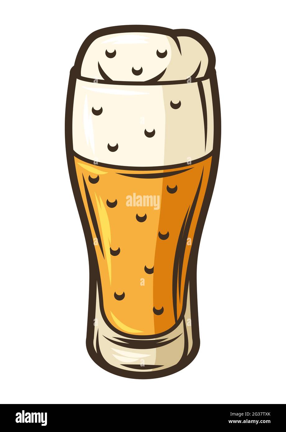 Ilustración de un goblet de vidrio con cerveza. Objeto en grabado de estilo dibujado a mano. Elemento antiguo para el festival de la cerveza o Oktoberfest. Ilustración del Vector