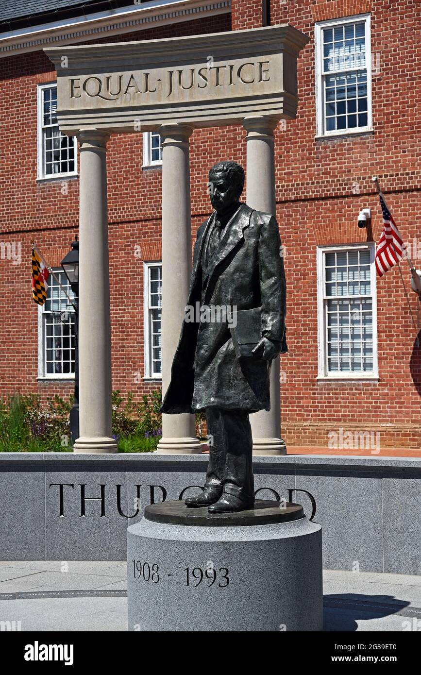 Monumento conmemorativo de Thurgood Marshall en Annapolis, Maryland. Foto de stock