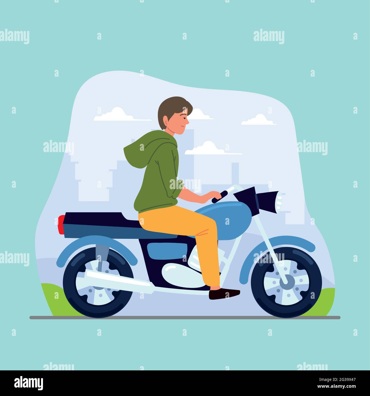 chico jinete en moto Ilustración del Vector