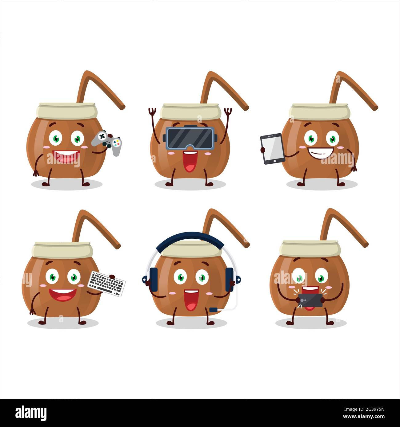 Mate té caricatura personaje están jugando juegos con varios emoticonos  lindos. Ilustración vectorial Imagen Vector de stock - Alamy