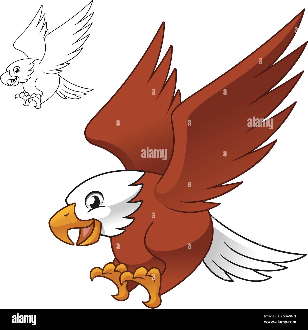 Lindo Halcón de Halcón de Águila Halcón Flying Prey de Poza con dibujo de  línea de arte, pájaros animales, ilustración de personaje vectorial,  mascota de dibujos animados Imagen Vector de stock -