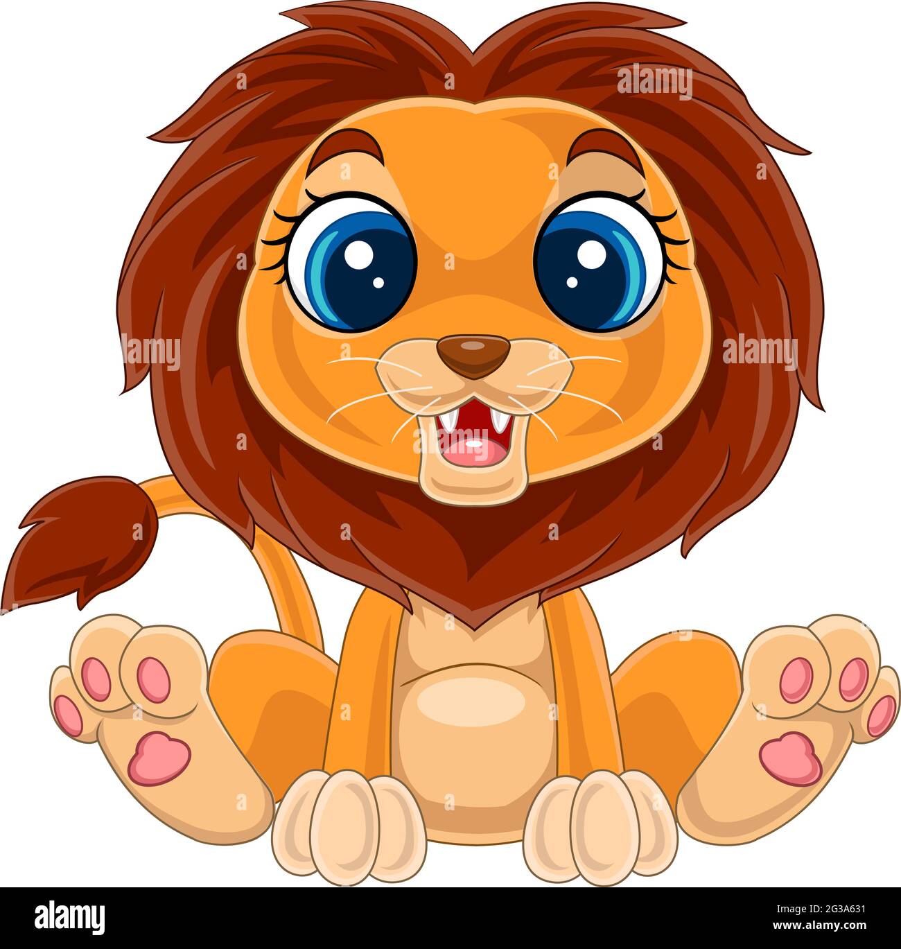 Dibujos animados lindo león bebé sentado Imagen Vector de stock - Alamy