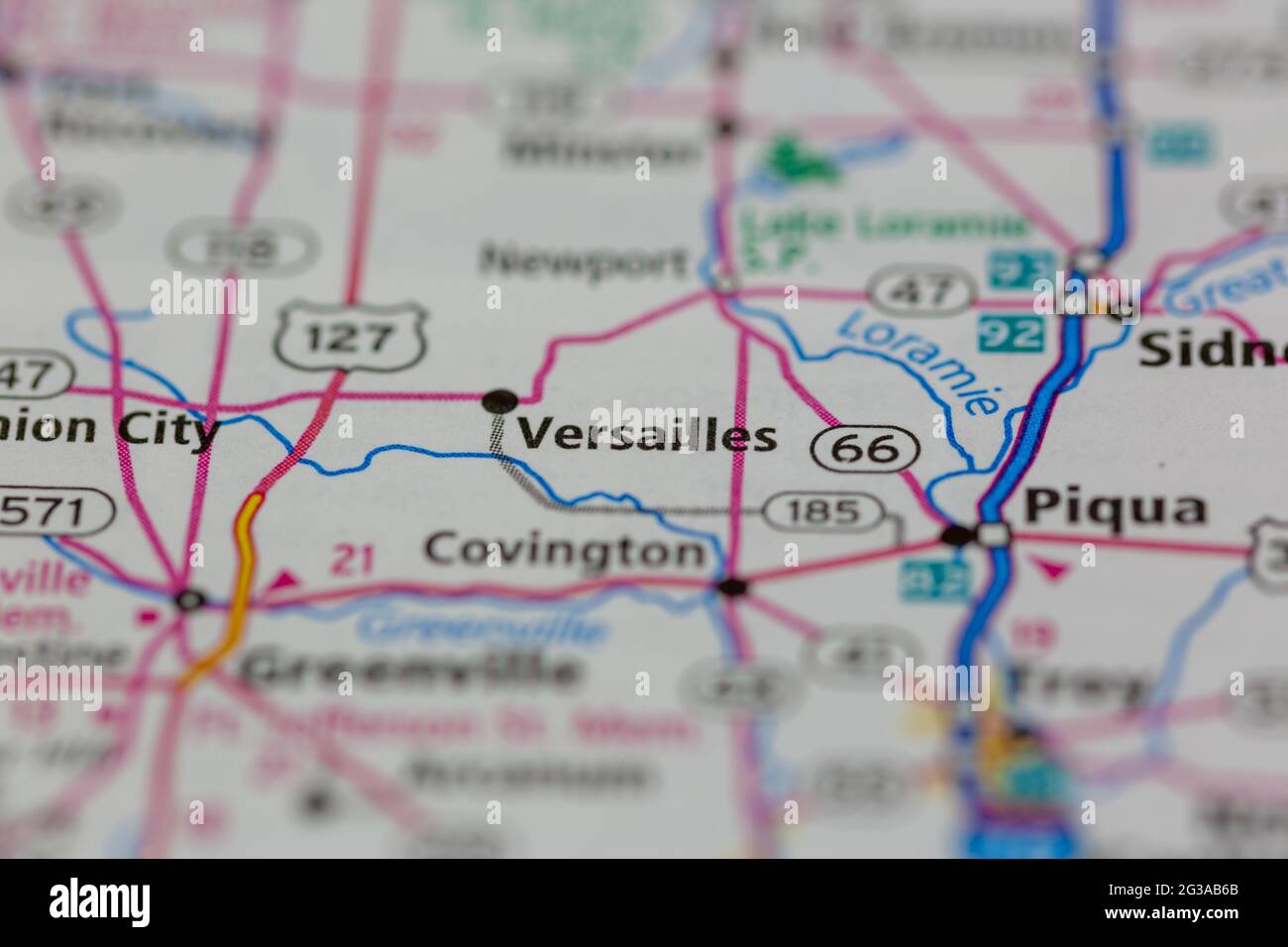 Versailles Ohio USA se muestra en un mapa geográfico o mapa de