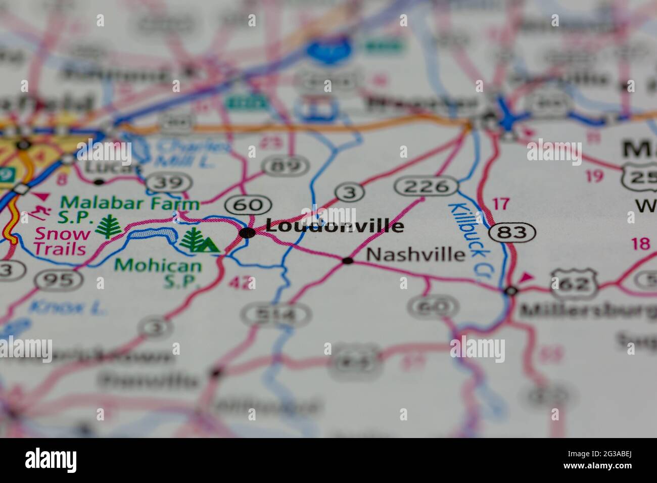 Loudonville Ohio USA se muestra en un mapa geográfico o en un mapa de