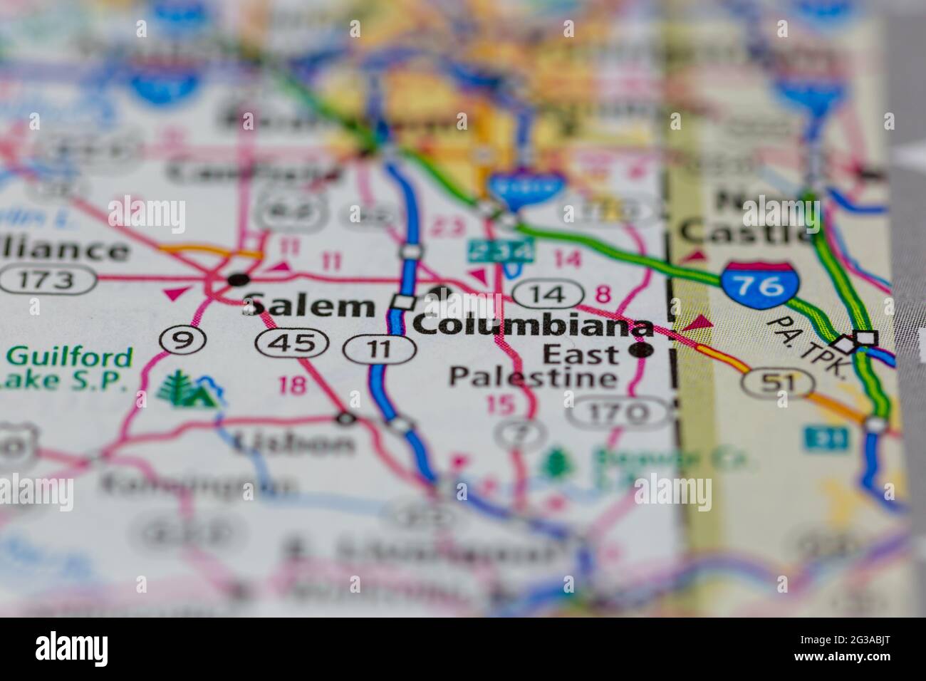 Columbiana Ohio USA se muestra en un mapa geográfico o mapa de
