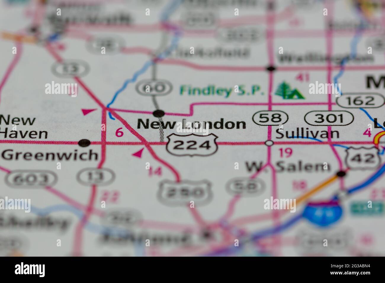 New London Ohio USA se muestra en un mapa geográfico o mapa de