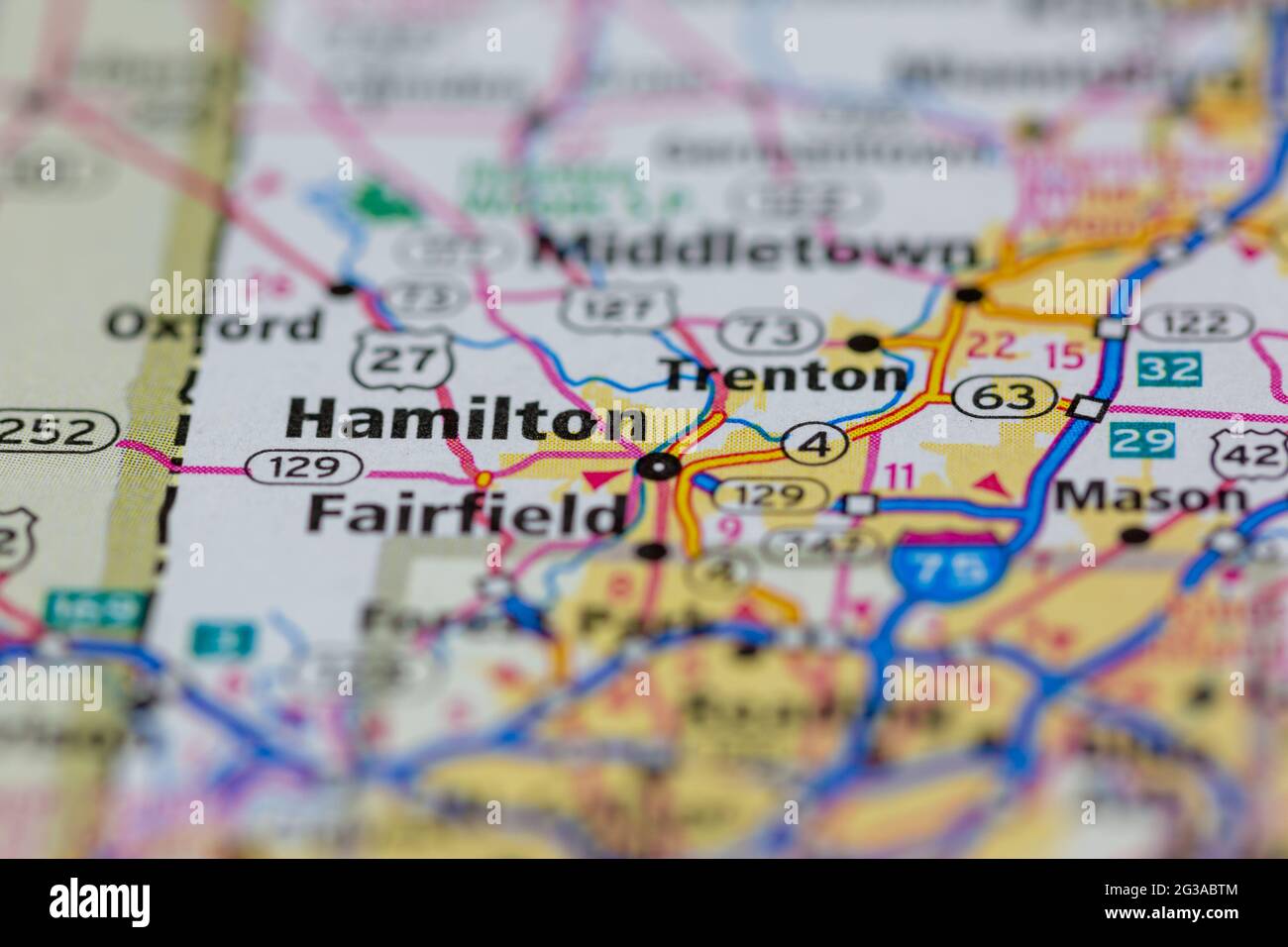 Hamilton Ohio Estados Unidos mostrado en un mapa geográfico o mapa de carreteras Fotografía de