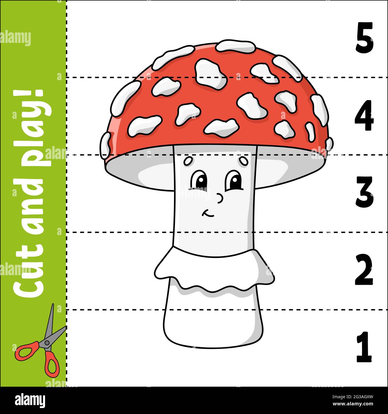 Numeros De Aprendizaje 1 5 Cortar Y Jugar Hoja De Trabajo De Educacion Juego Para Ninos Pagina De Actividad De Color Rompecabezas Para Ninos Riddle Para Preescolar Vector Illustrr Imagen Vector De Stock