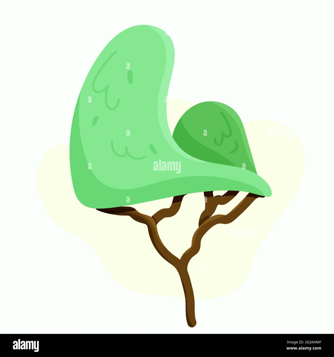 Lindo árbol en estilo de dibujos animados. Ilustración vectorial. Ilustración del Vector