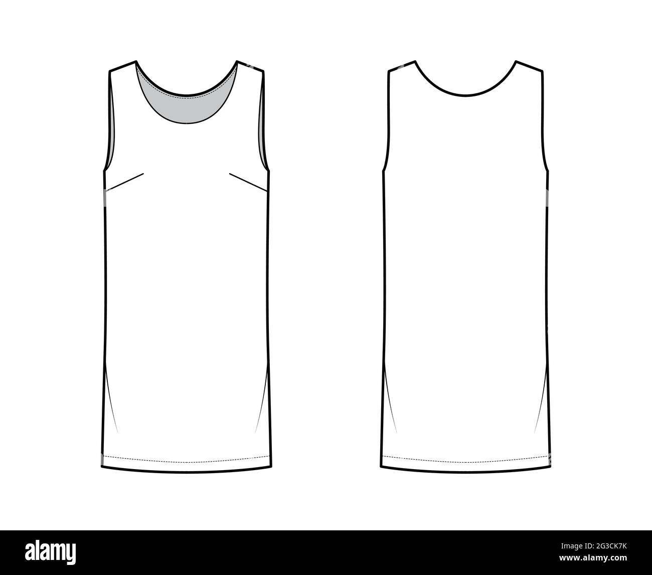 Vestido cambio chemise técnica de moda ilustración con sin mangas, cuerpo de gran tamaño, rodilla longitud falda de tubo. Prendas planas en la parte delantera, trasera, estilo de color blanco. Mujeres, hombres Vestido cambio chemise técnica de moda ilustración con sin mangas, cuerpo de gran tamaño, rodilla longitud falda de tubo. Prendas planas en la parte delantera, trasera, estilo de color blanco. Mujeres, hombres