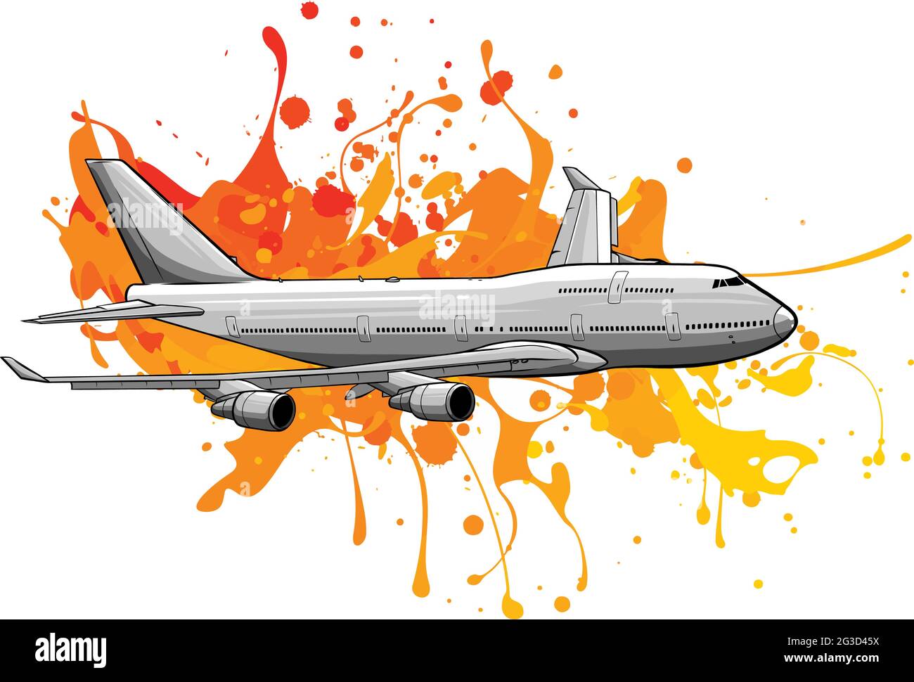 Ilustración vectorial del vuelo de avión de color Ilustración del Vector