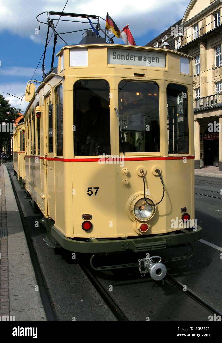Antiguo tranvía en Darmstadt Foto de stock