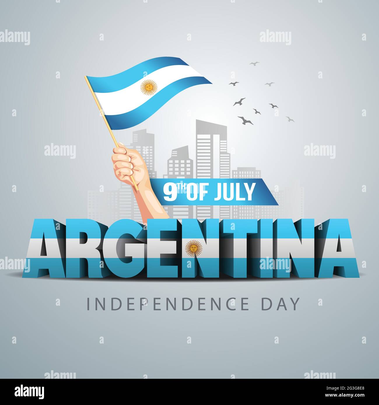 Feliz día de la independencia Argentina. Ilustración vectorial de la bandera  argentina y 3D letras. Póster, pancarta, diseño de plantilla Imagen Vector  de stock - Alamy