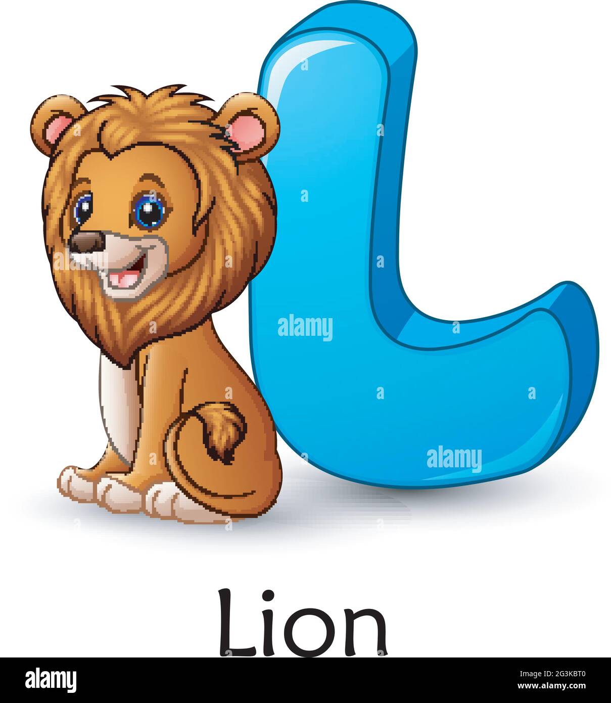 La letra L es para el alfabeto de dibujos animados del León Imagen Vector  de stock - Alamy
