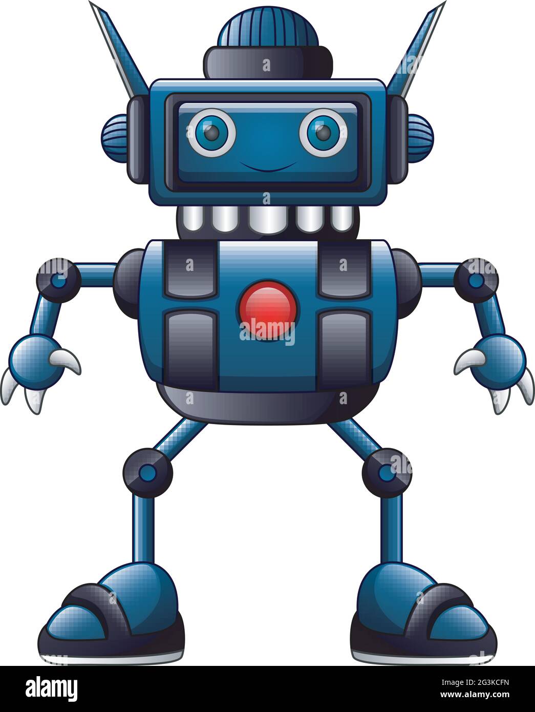 Dibujo animado robot azul sobre blanco Vector de stock - Alamy