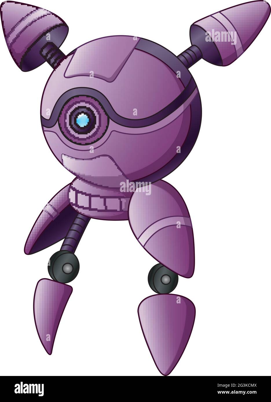 Carácter de robot morado aislado sobre fondo blanco Imagen Vector de stock  - Alamy