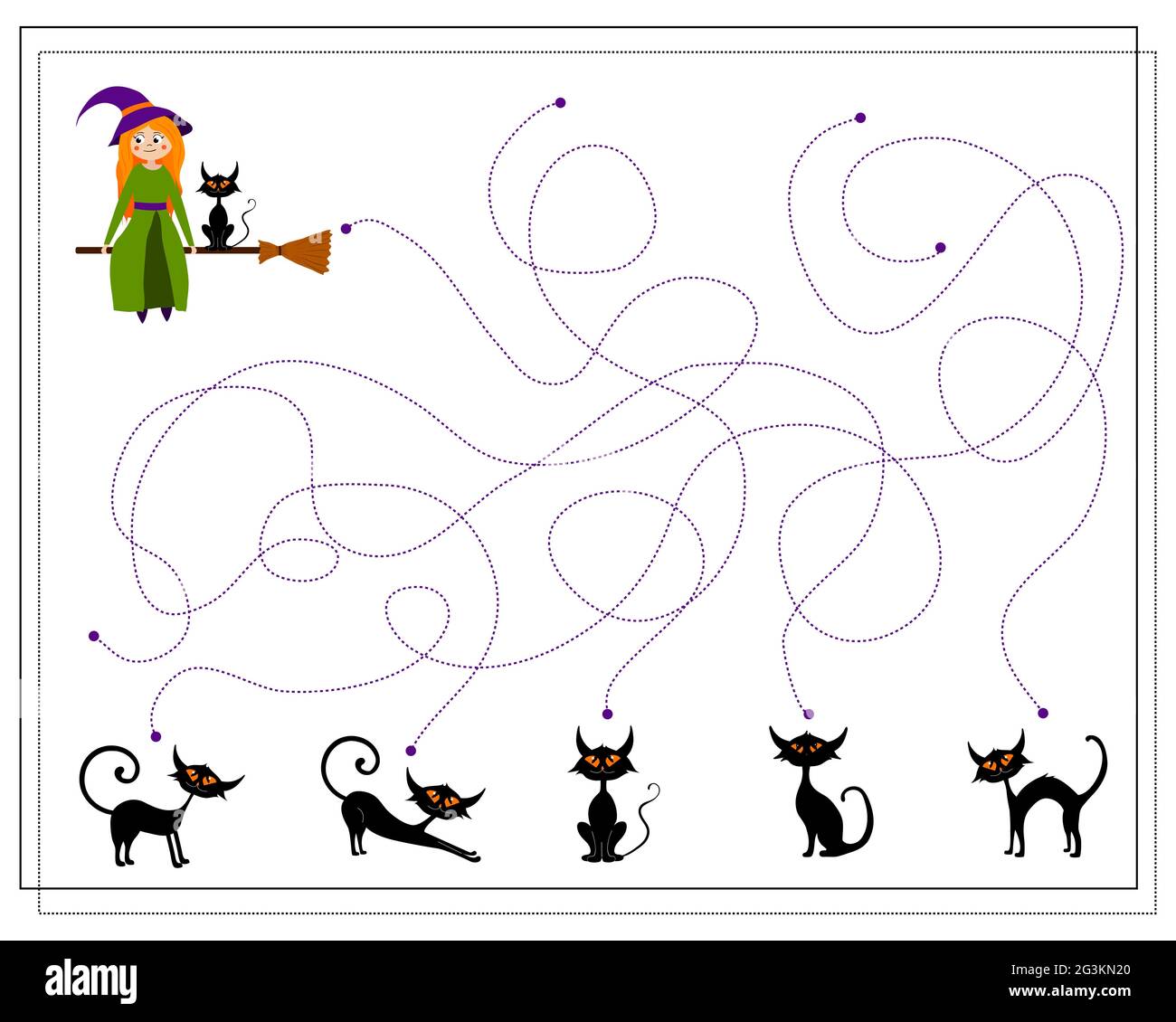 Un juego de rompecabezas para los niños, un laberinto. Gatos negros y la  bruja, Halloween. Ilustración vectorial aislada sobre fondo blanco Imagen  Vector de stock - Alamy