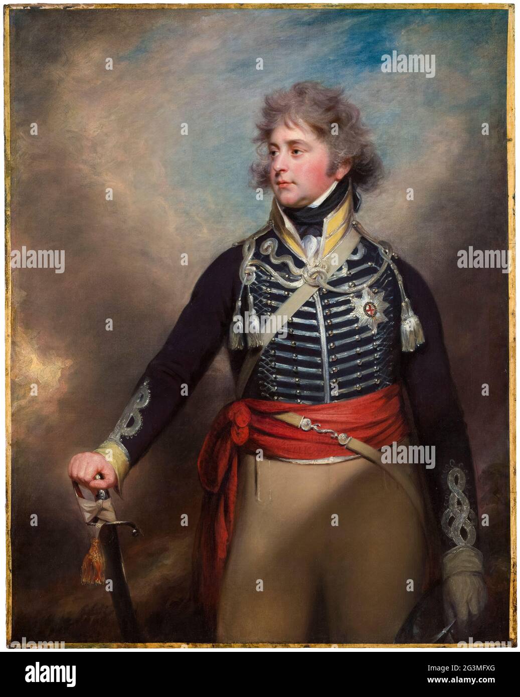George IV (1762–1830) cuando Príncipe de Gales, retrato de Sir William Beechey, alrededor de 1800 Foto de stock