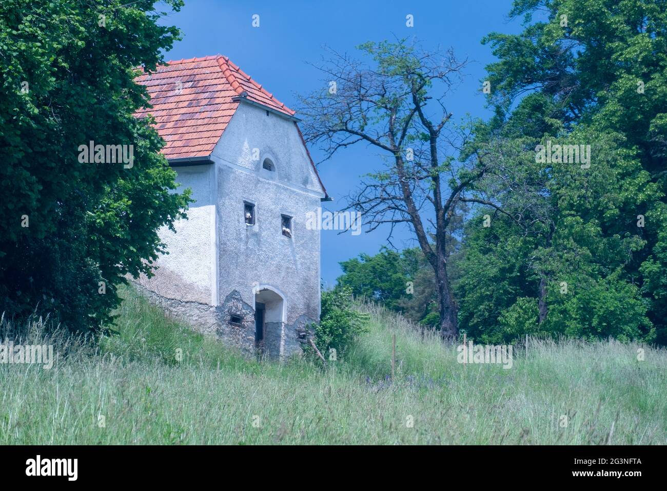 Steirisches Kellerstöckl en Graz-Maritarost . Steiermak. Österreich Foto de stock