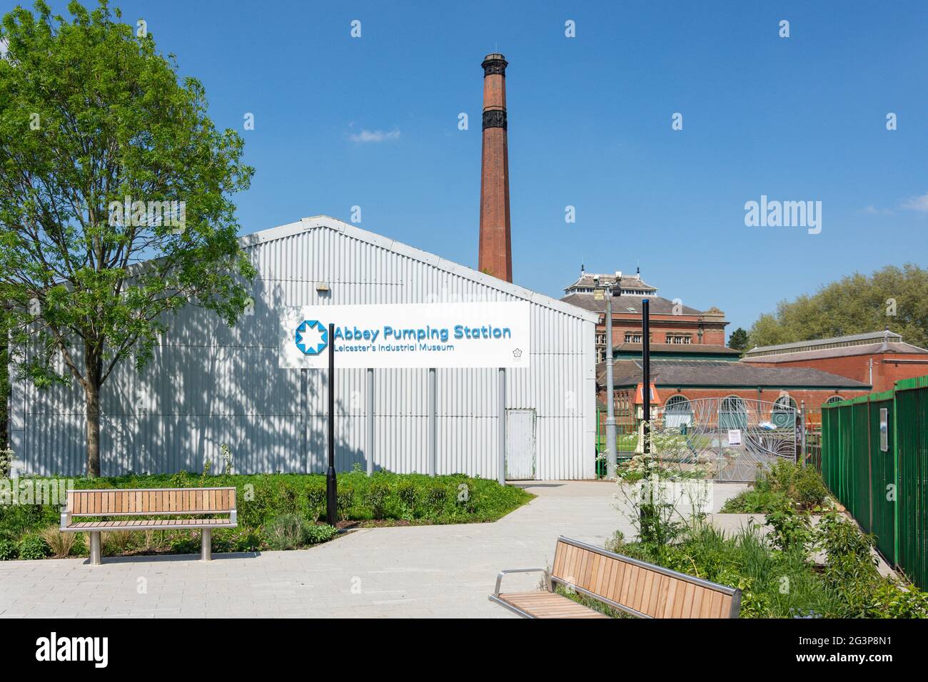 Estación de bombeo Abbey (Leicester's Industrial Museum), Exploration Drive, Belgrave, Leicester, Leicestershire, Inglaterra, Reino Unido Foto de stock