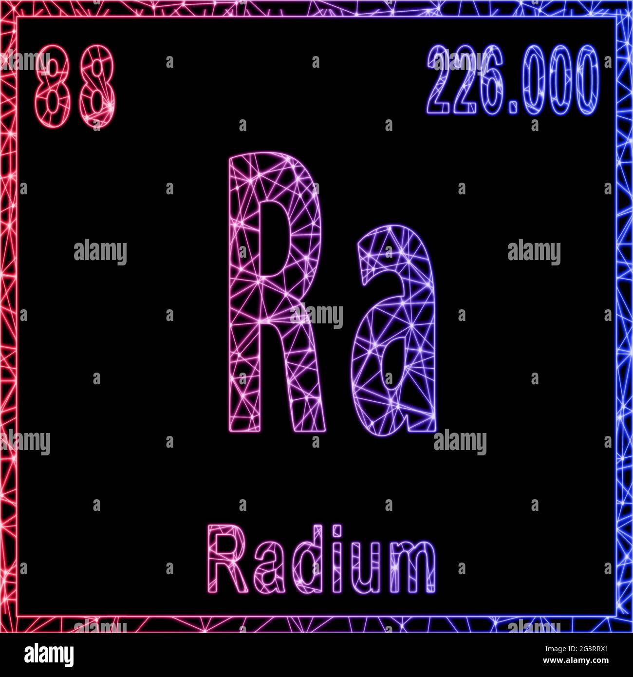 Elemento químico de radio, signo con número atómico y peso atómico  Fotografía de stock - Alamy