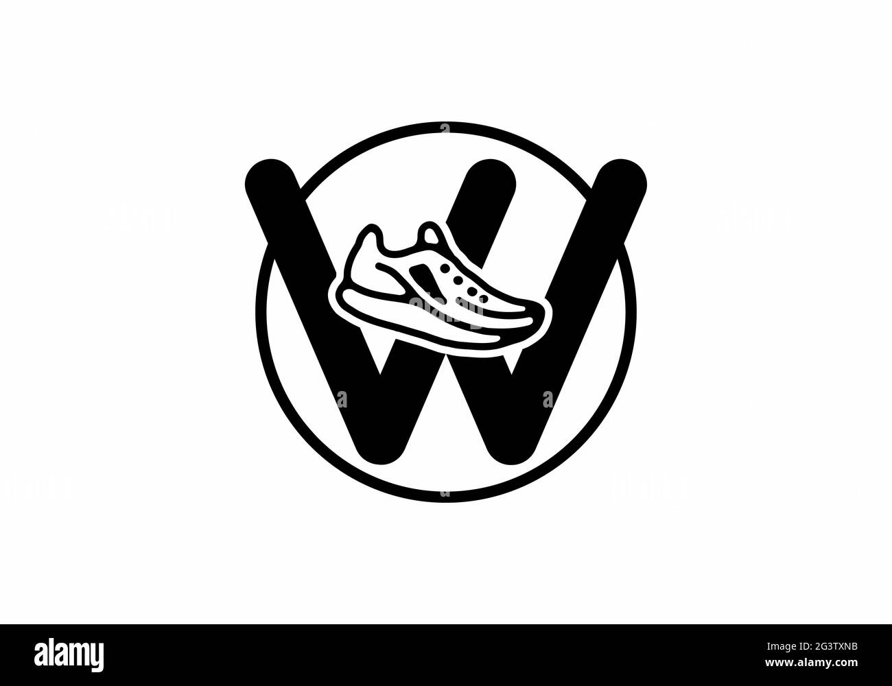 Letra W inicial negra con zapatillas con diseño de círculo Imagen Vector de  stock - Alamy