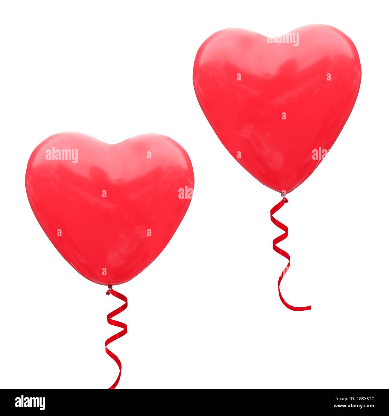 Volando corazones rojos globos en el cielo azul. ilustración 3d Fotografía  de stock - Alamy