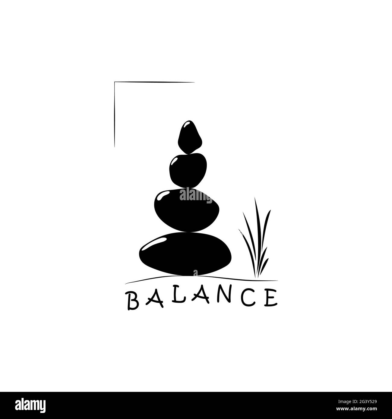 Balance de piedras diseño en blanco y negro . ilustración Foto de stock
